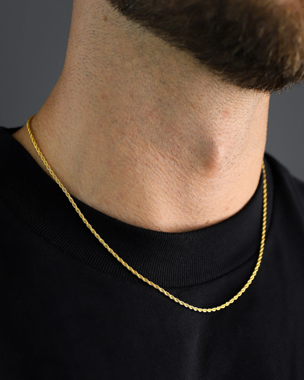CLEAN ROPE CHAIN. - 2MM GOLD