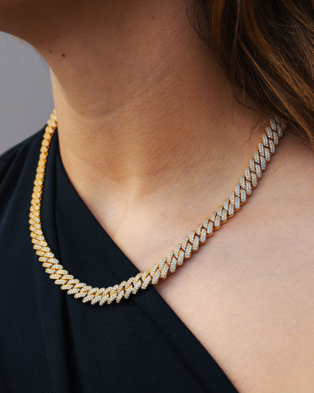 PRONG CHAIN. - 9MM GOLD
