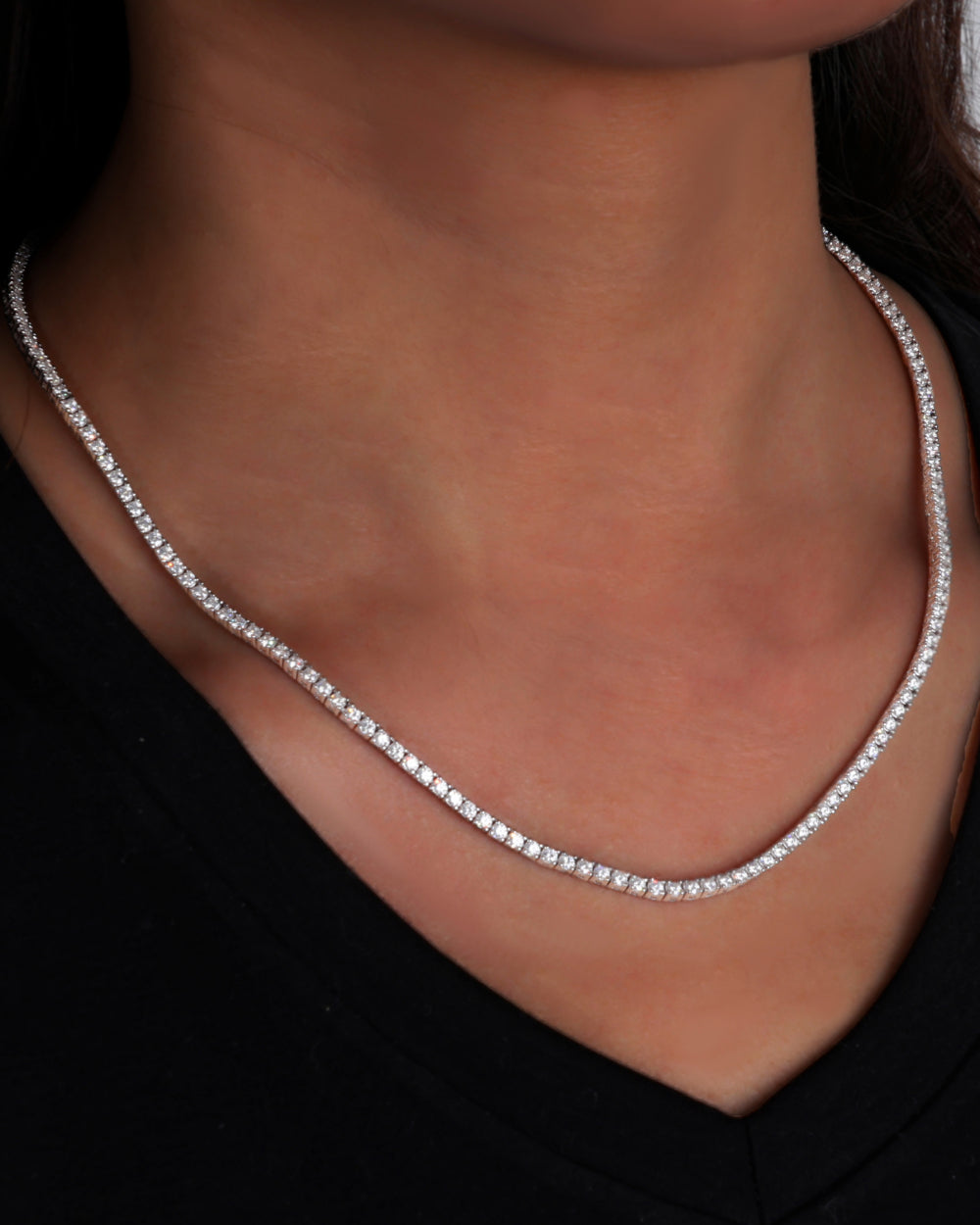 MOISSANITE TENNIS CHAIN. - 2MM WHITE GOLD