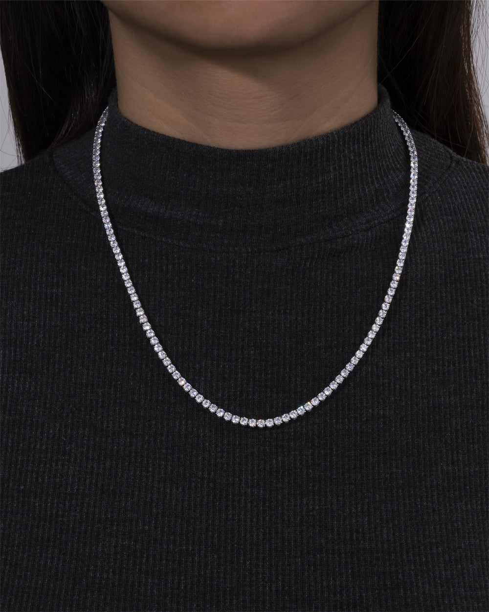 MOISSANITE TENNIS CHAIN. - 3MM WHITE GOLD